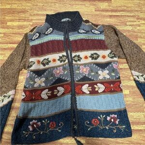 Boho, flower, nature zip up cardigan